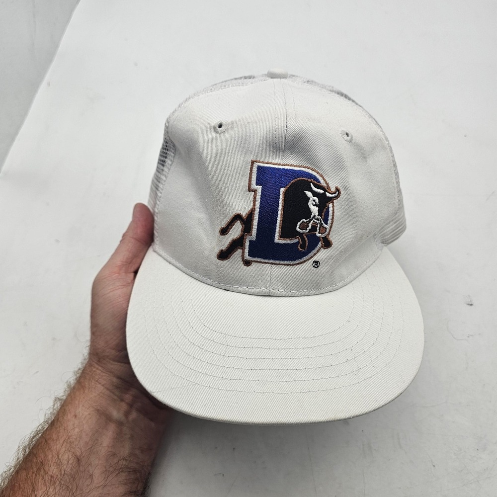 Durham Bulls Hat Cap Strap Back Mens One Size White MILB Baseball Trucker Mesh
